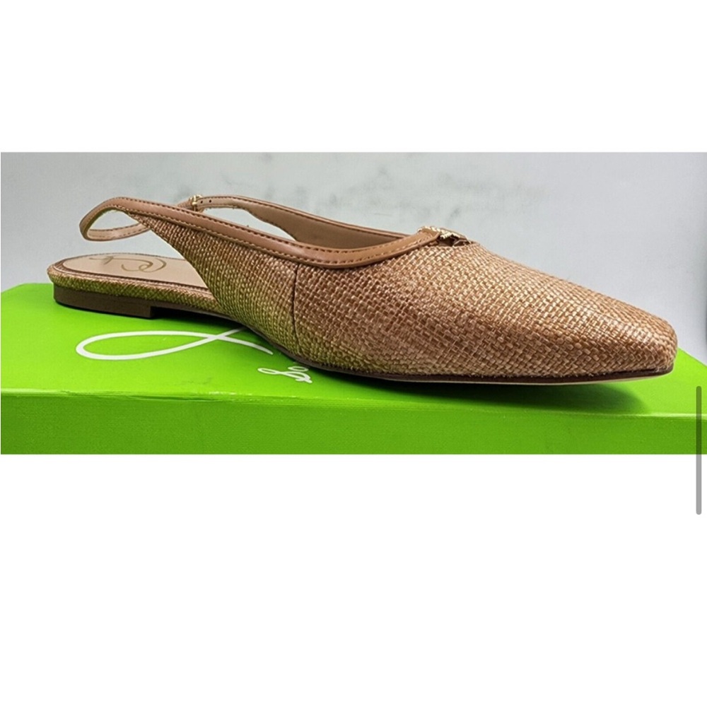 NWT Sam Edelman Cleo Raffia Tan Slingback Flats - Picture 6 of 9